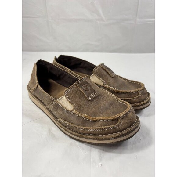 Ariat Cruiser Brown Bomber Leather Slip On Moc Toe Loafers size 6 - Picture 1 of 11